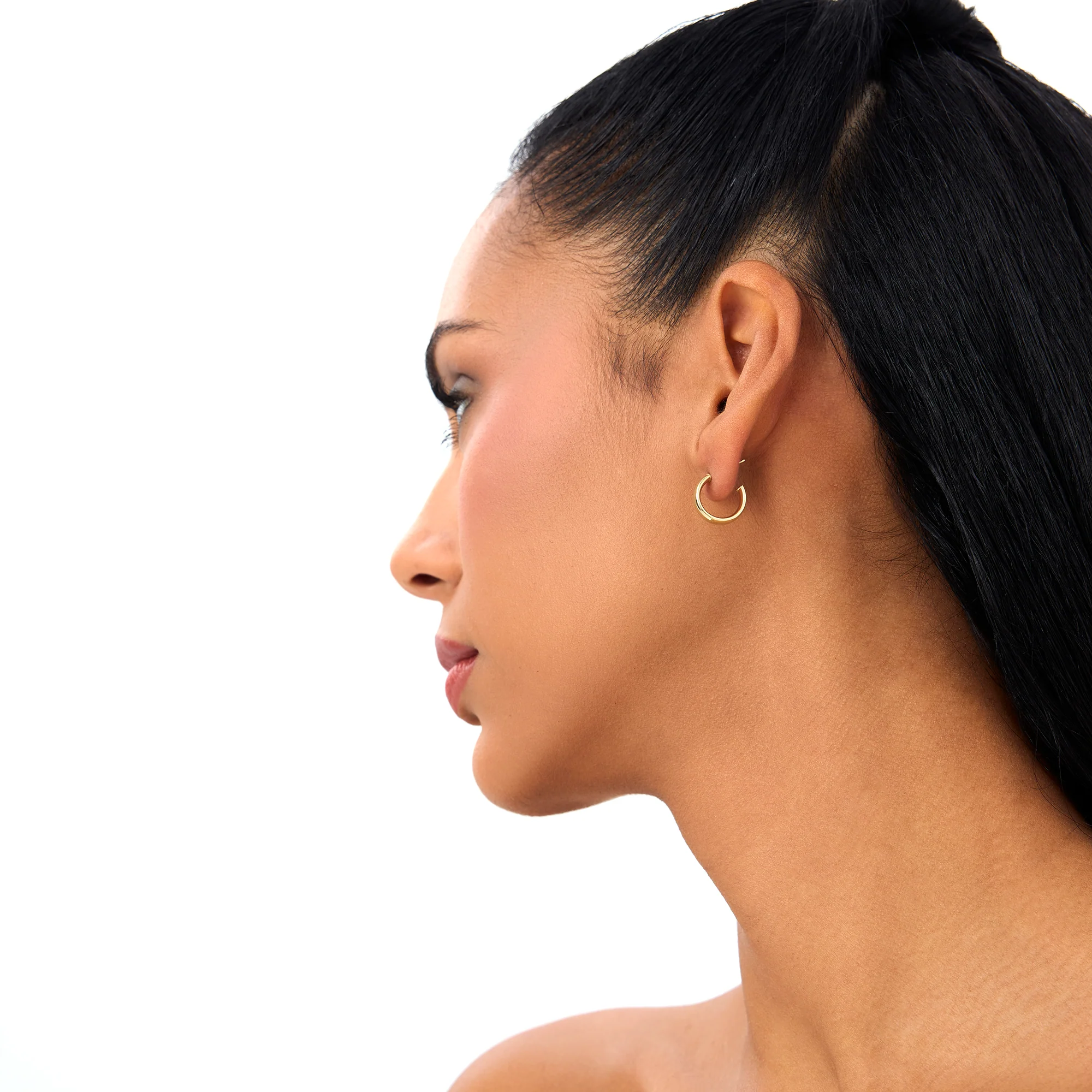 14k 3.85MM C Hoop Earrings - Image 5