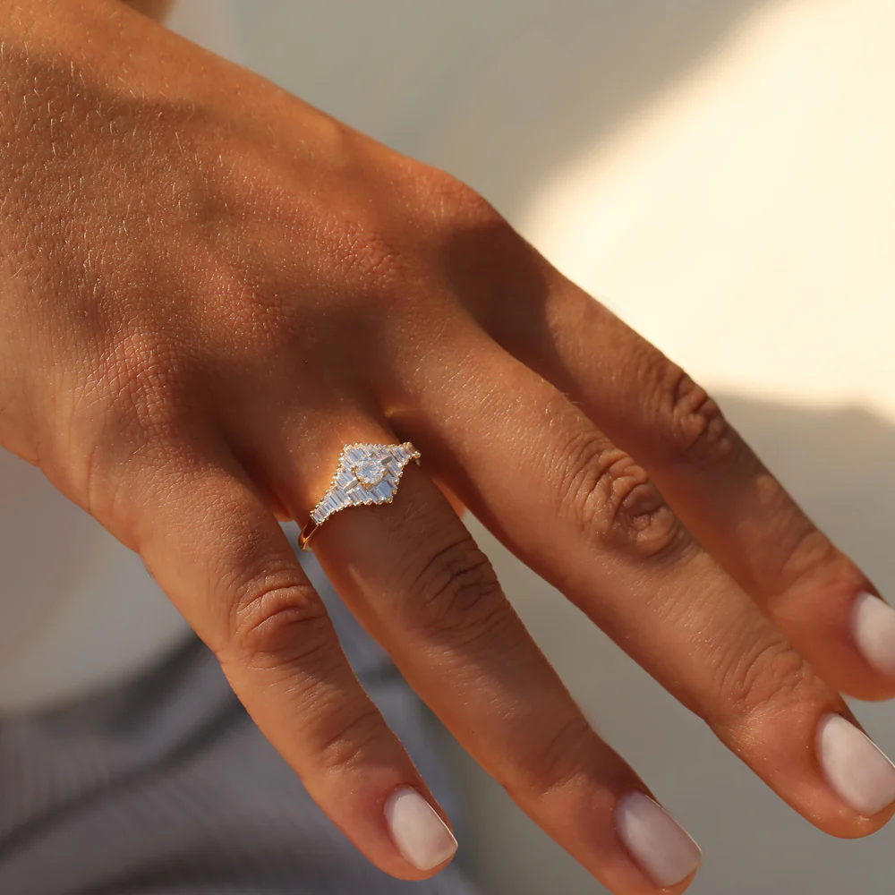 14k Art Deco Inspired Baguette Diamond Ring - Image 3