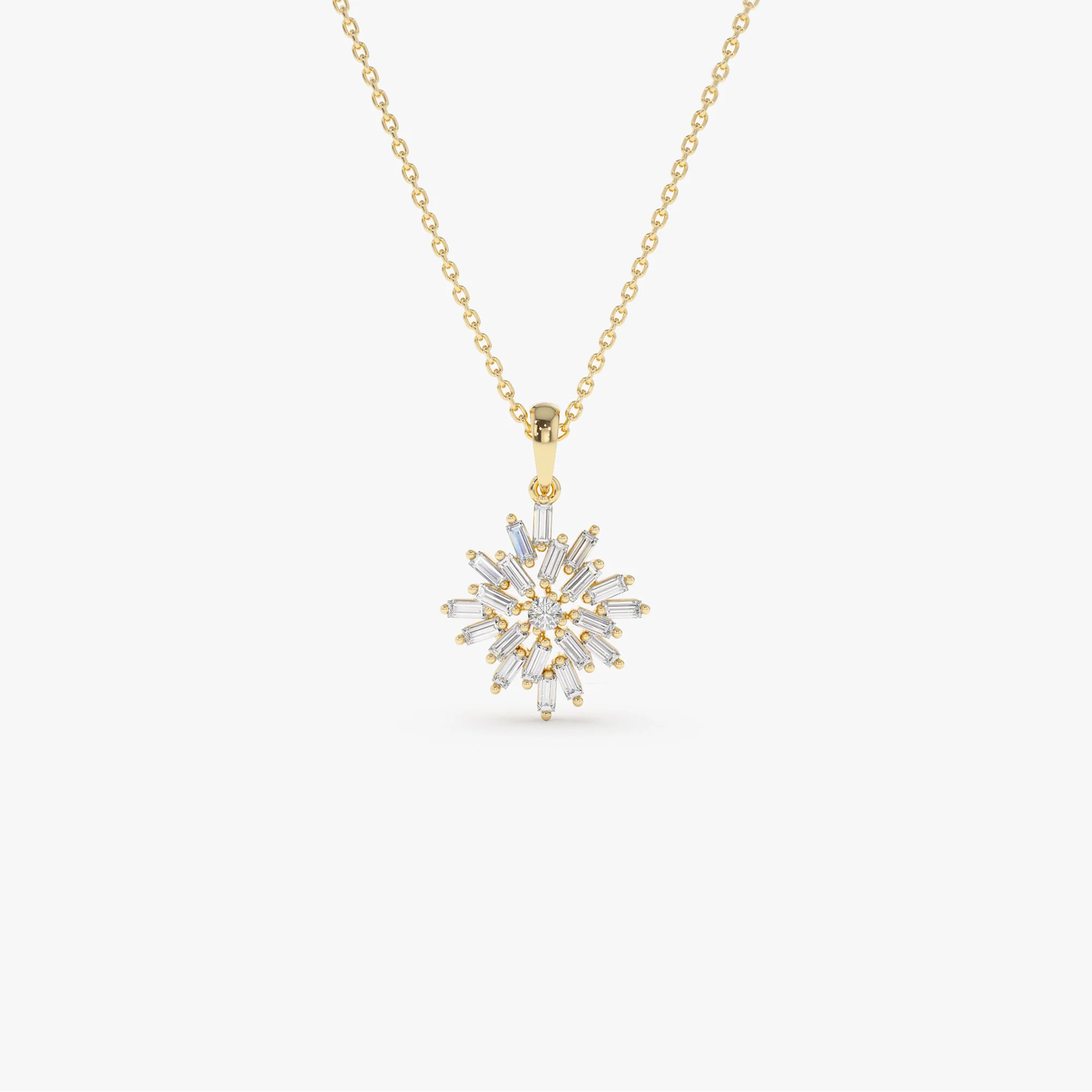 14K Baguette Diamond Cluster Pendant - Image 10