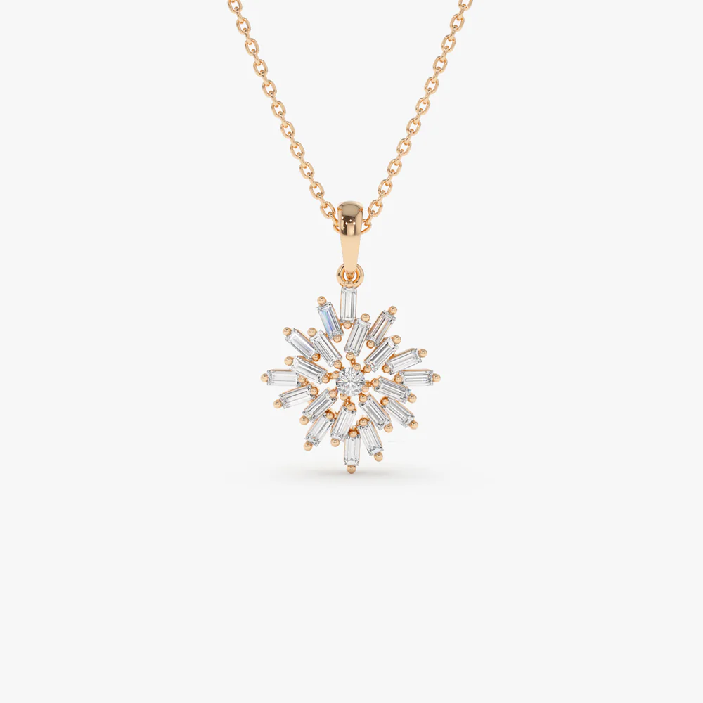 14K Baguette Diamond Cluster Pendant - Image 6