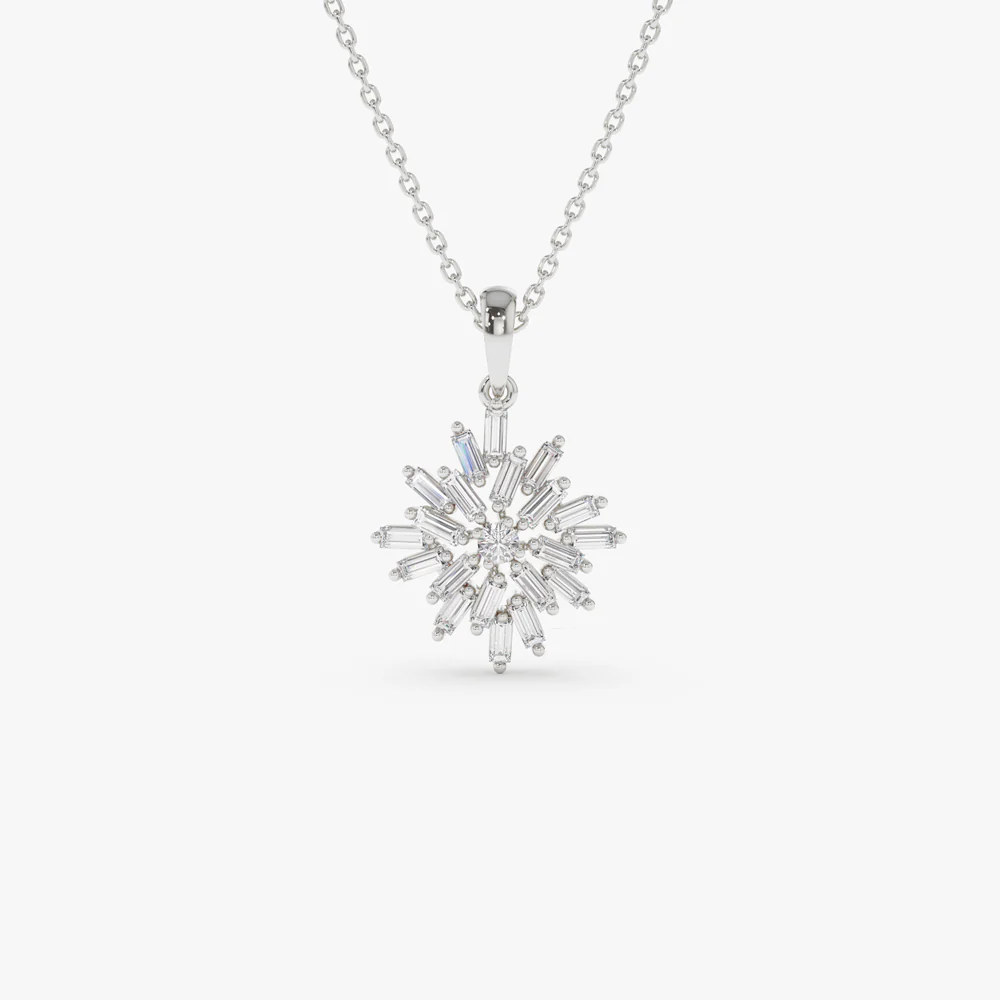 14K Baguette Diamond Cluster Pendant - Image 7