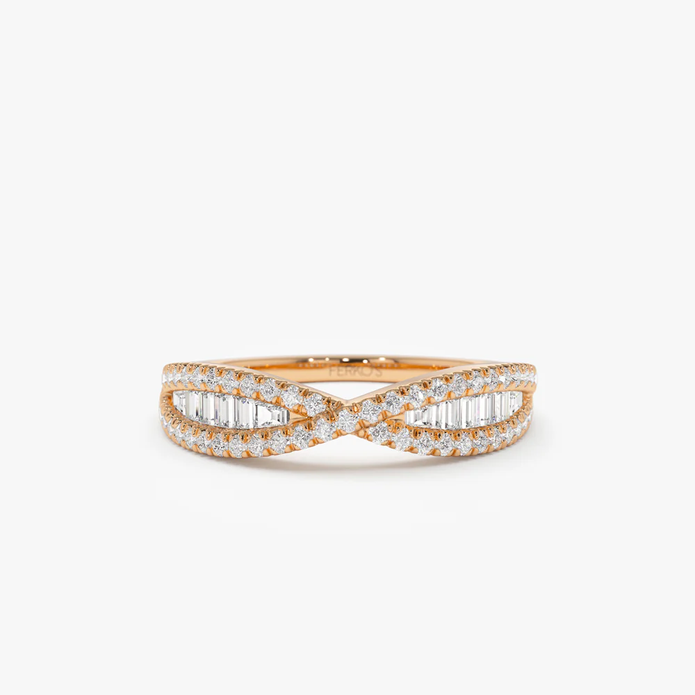14k Baguette & Round Diamond Nesting Ring - Image 5