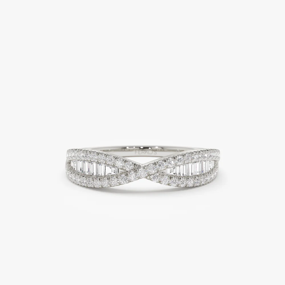 14k Baguette & Round Diamond Nesting Ring - Image 6