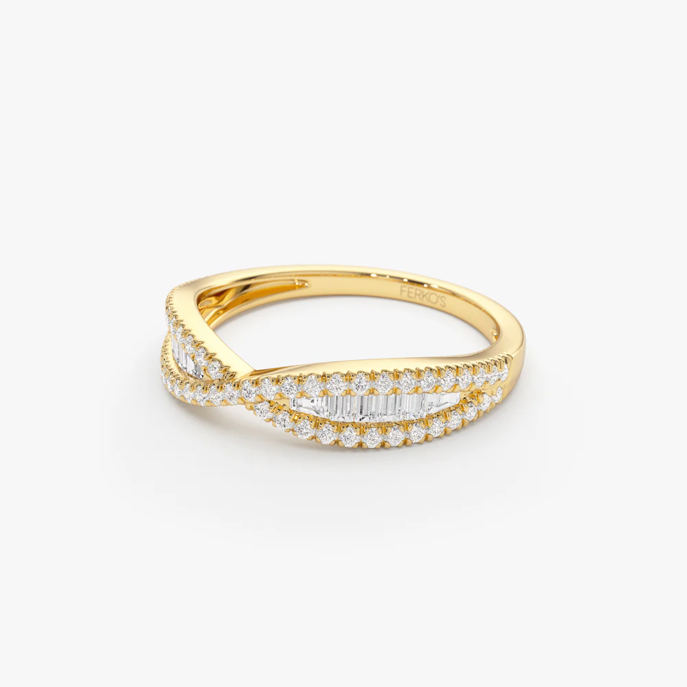 14k Baguette & Round Diamond Nesting Ring - Image 7