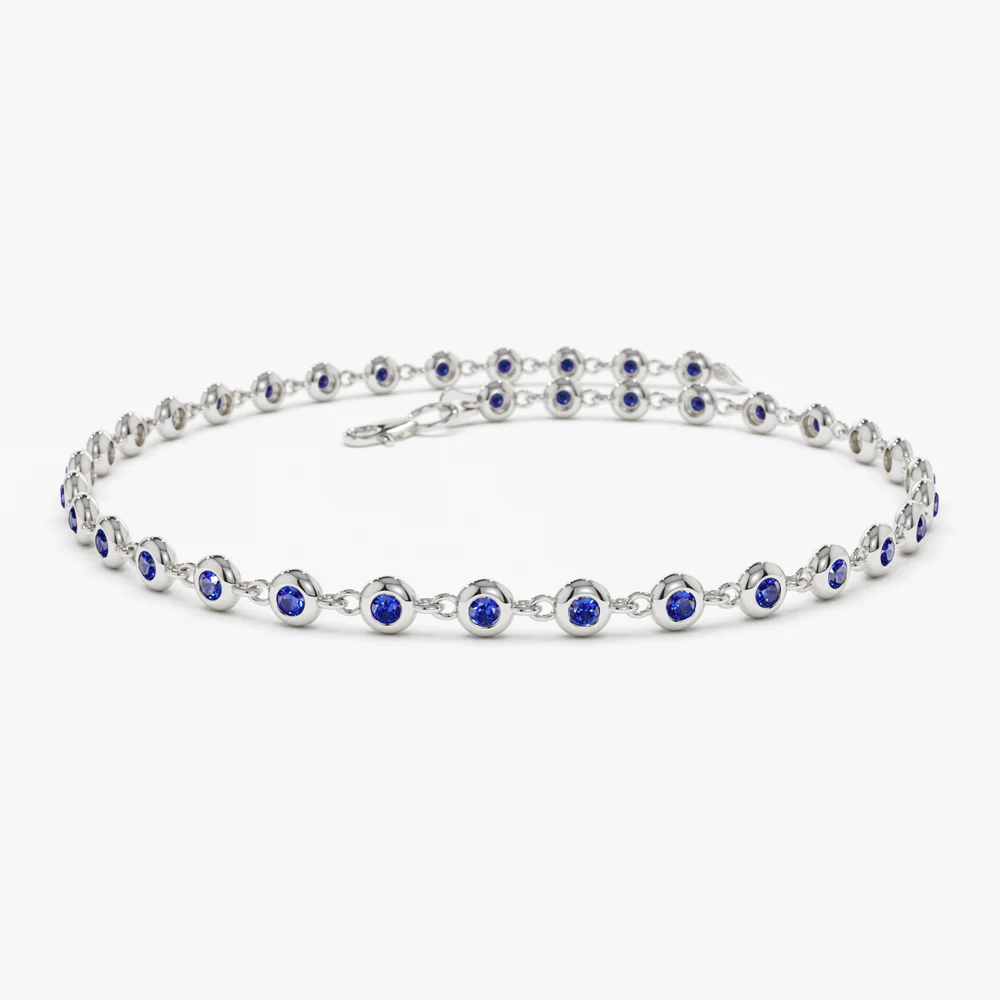 14k Bezel Set Sapphire Tennis Bracelet - Image 5
