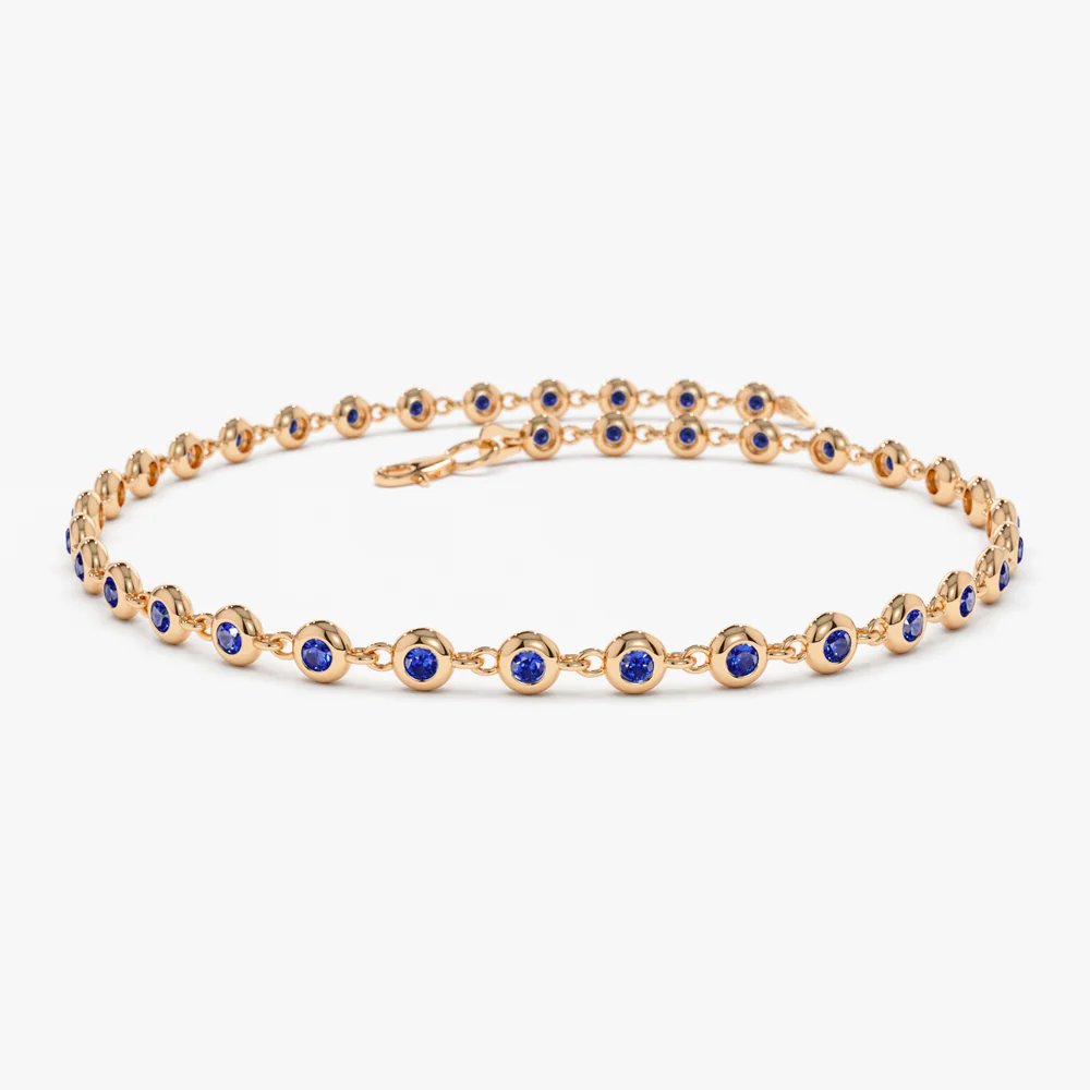 14k Bezel Set Sapphire Tennis Bracelet - Image 6