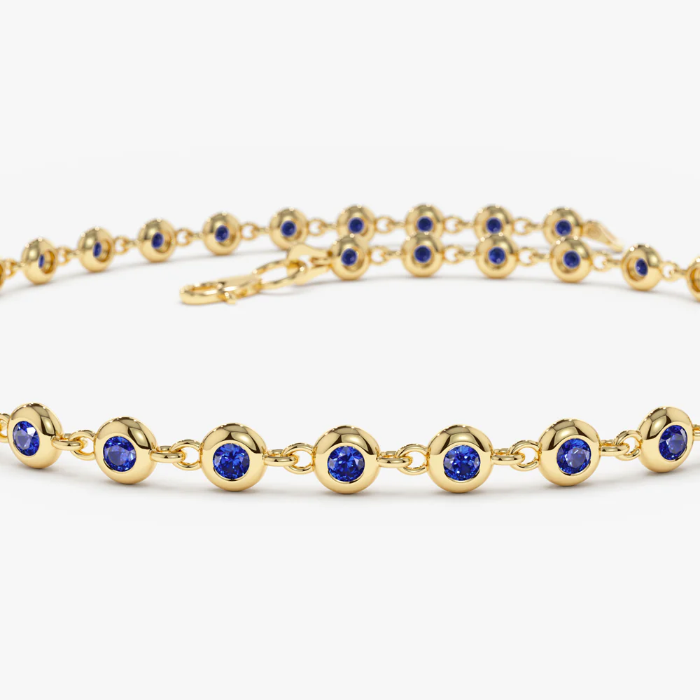 14k Bezel Set Sapphire Tennis Bracelet - Image 7