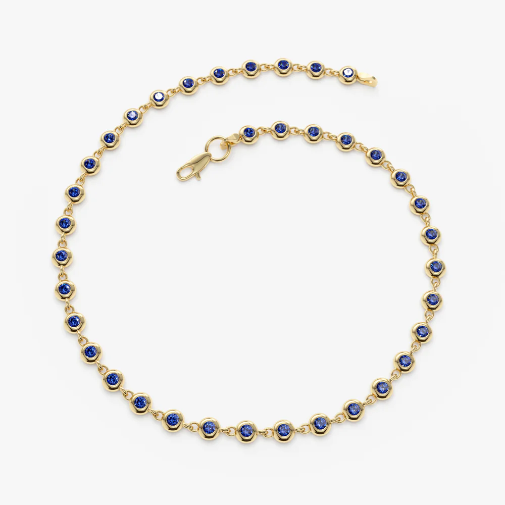 14k Bezel Set Sapphire Tennis Bracelet - Image 8