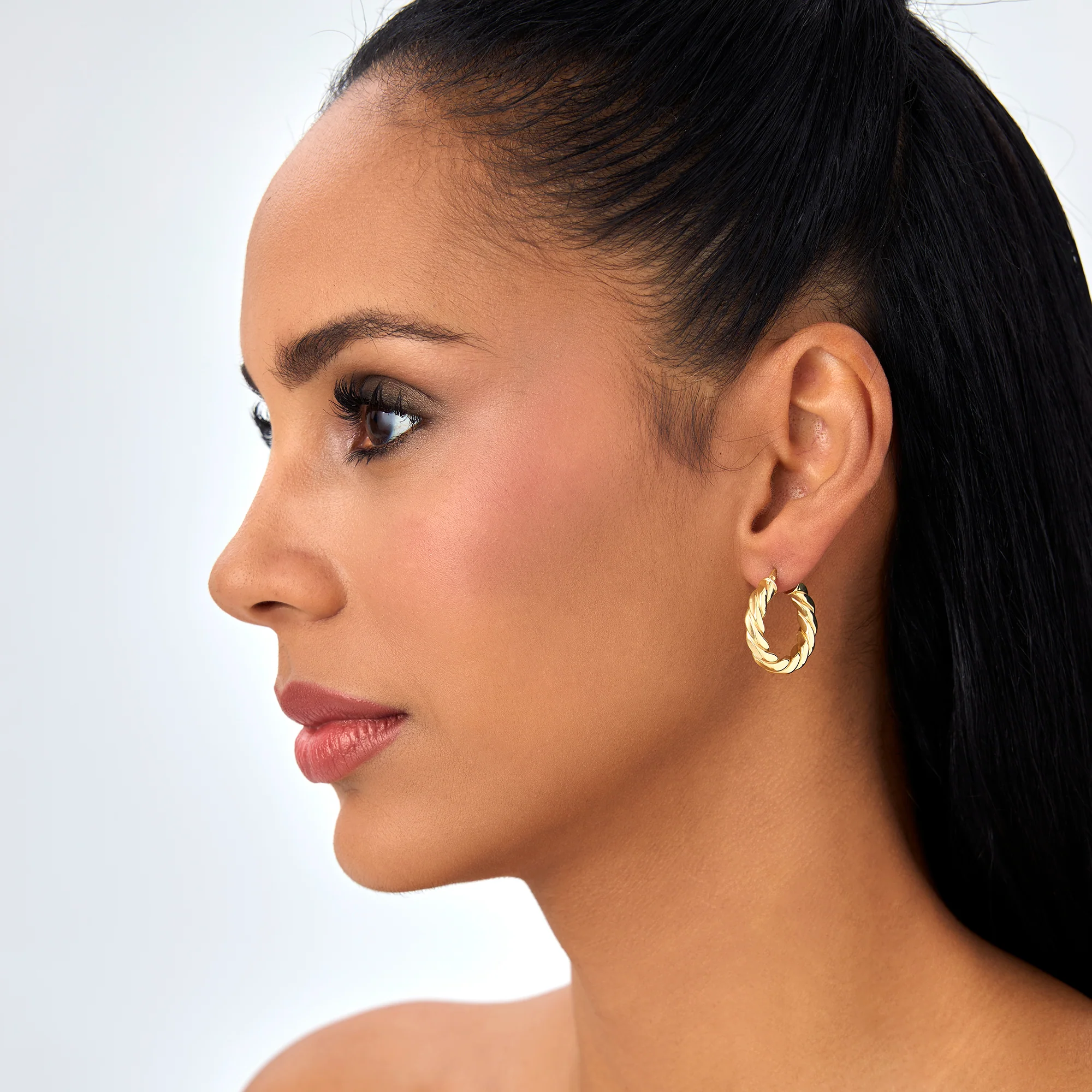 14k Bold Braided Hoop Earrings for Women - Image 3