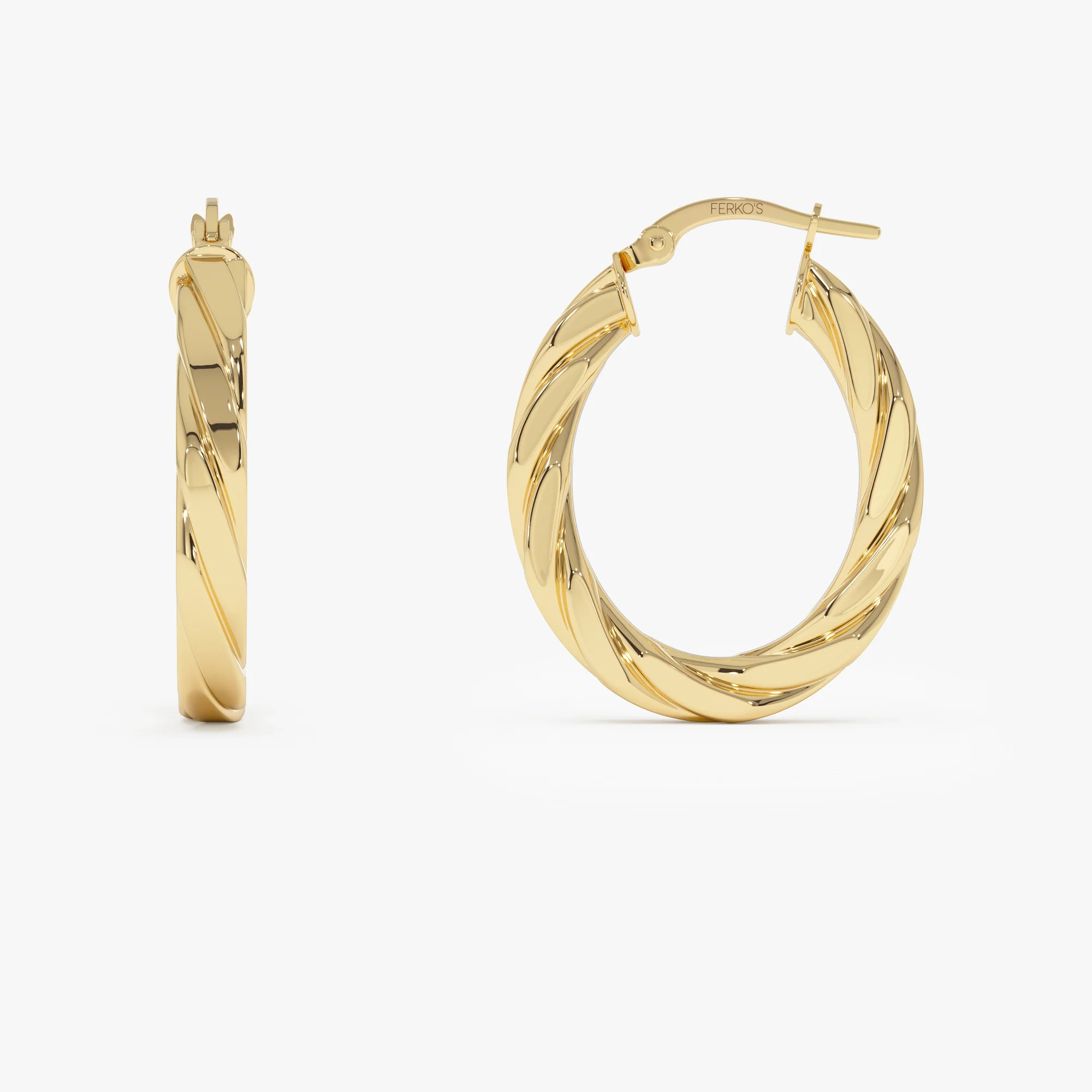 14k Bold Twisted Oval Hoops - Image 4