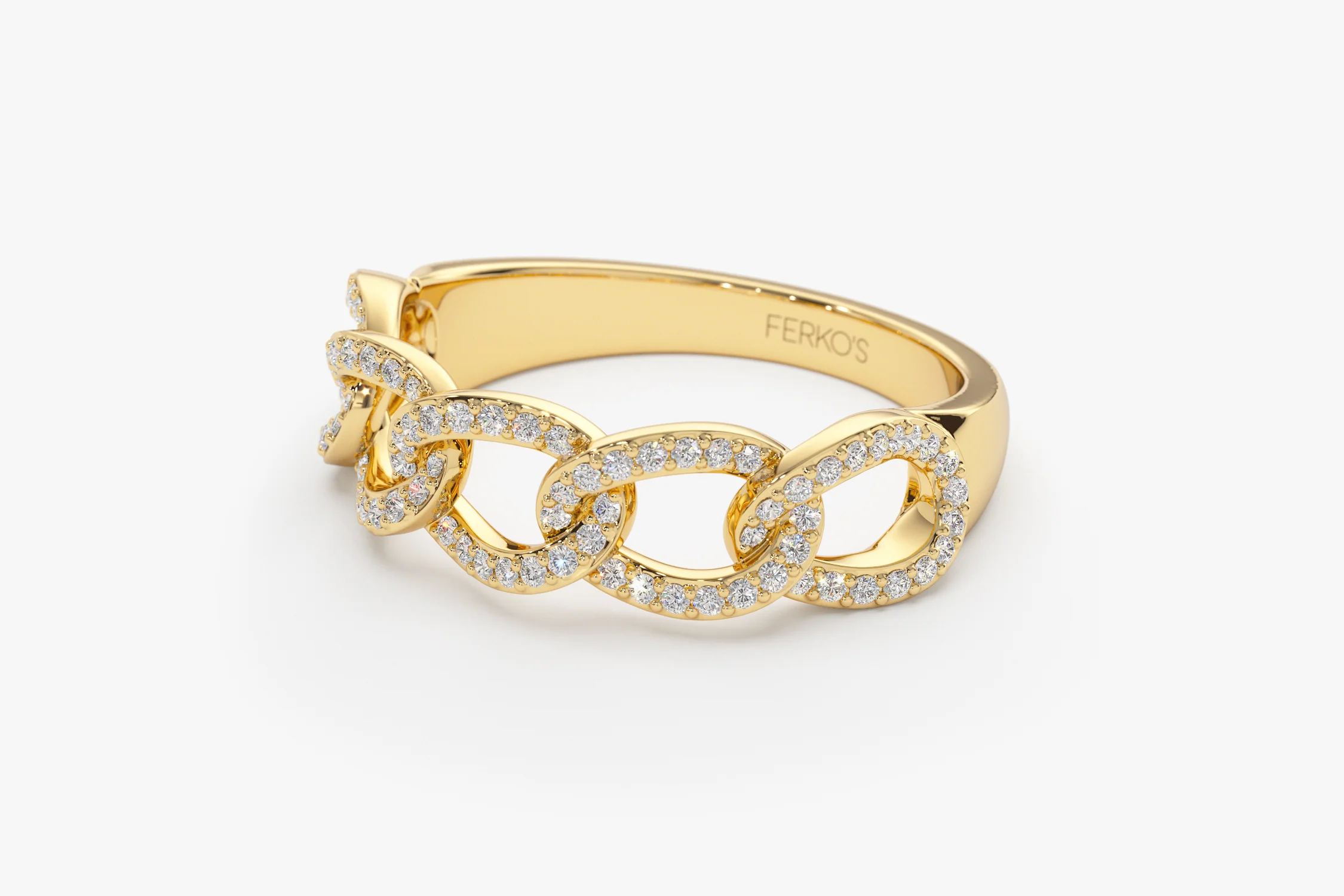 14k Curb Link Diamond Pave Ring - Image 10