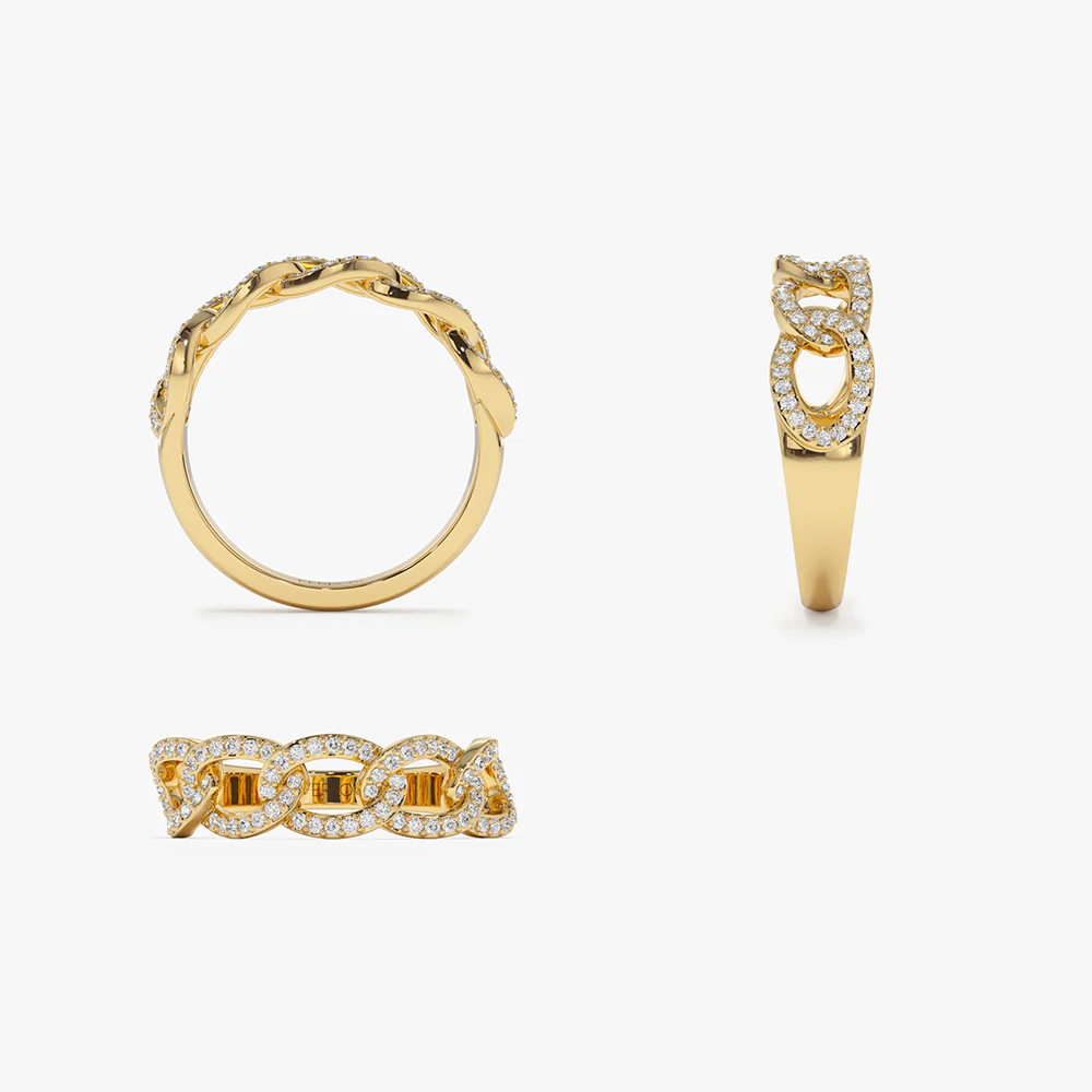 14k Curb Link Diamond Pave Ring - Image 11