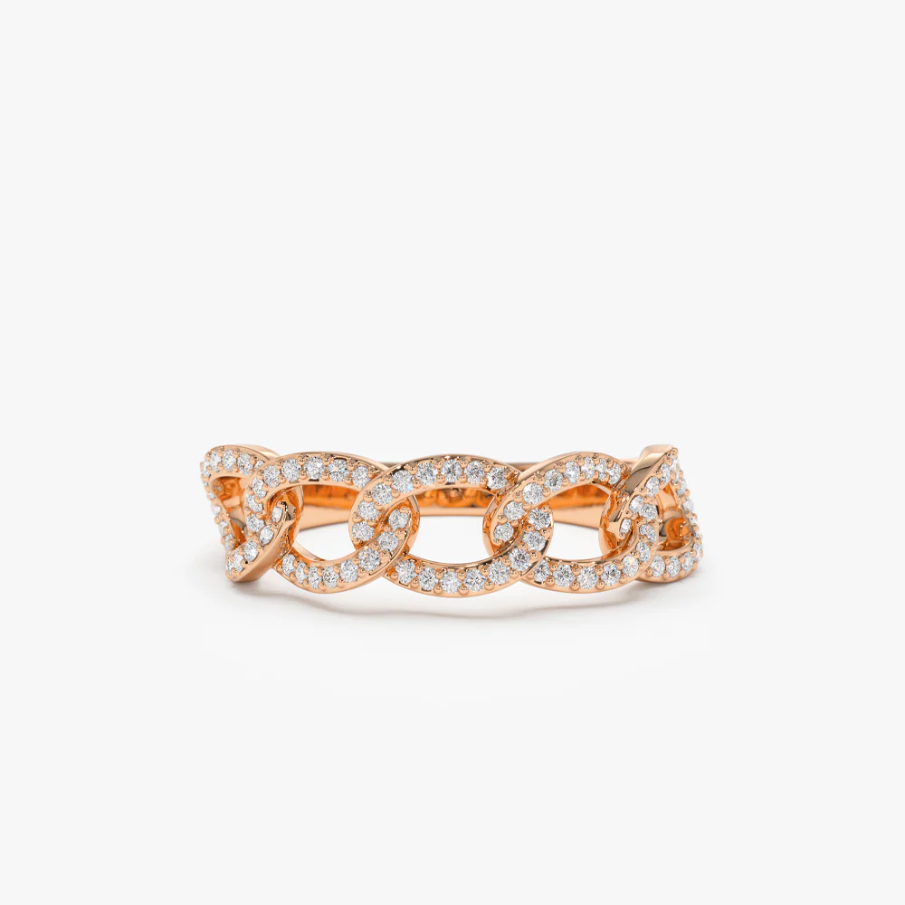 14k Curb Link Diamond Pave Ring - Image 8