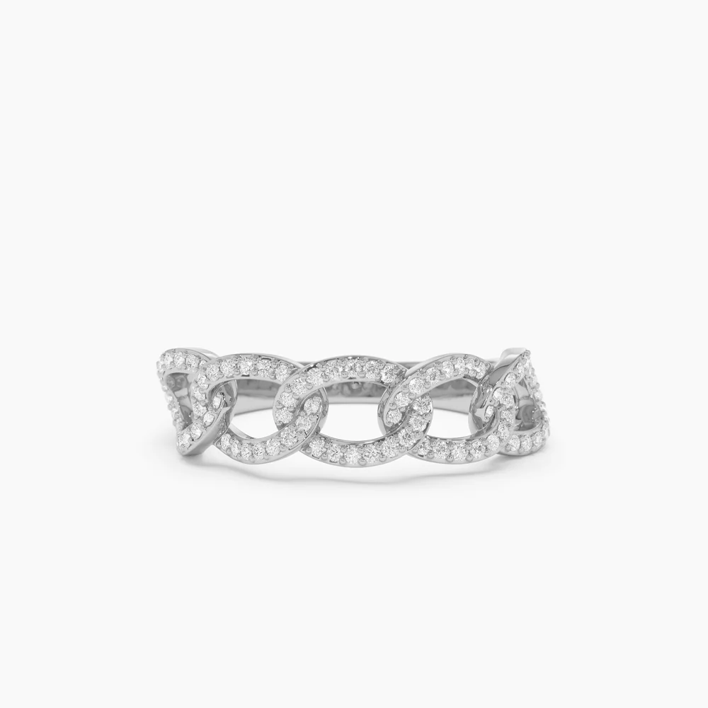 14k Curb Link Diamond Pave Ring - Image 9