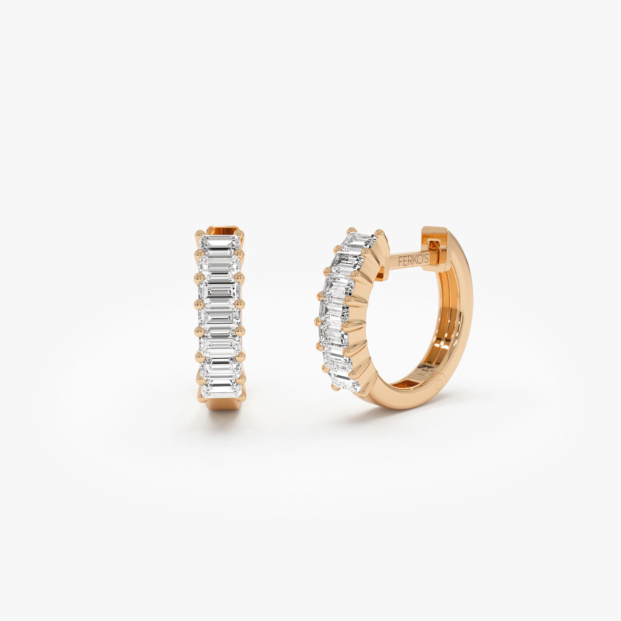 14k Distinctive Baguette Diamond Huggies - Image 4