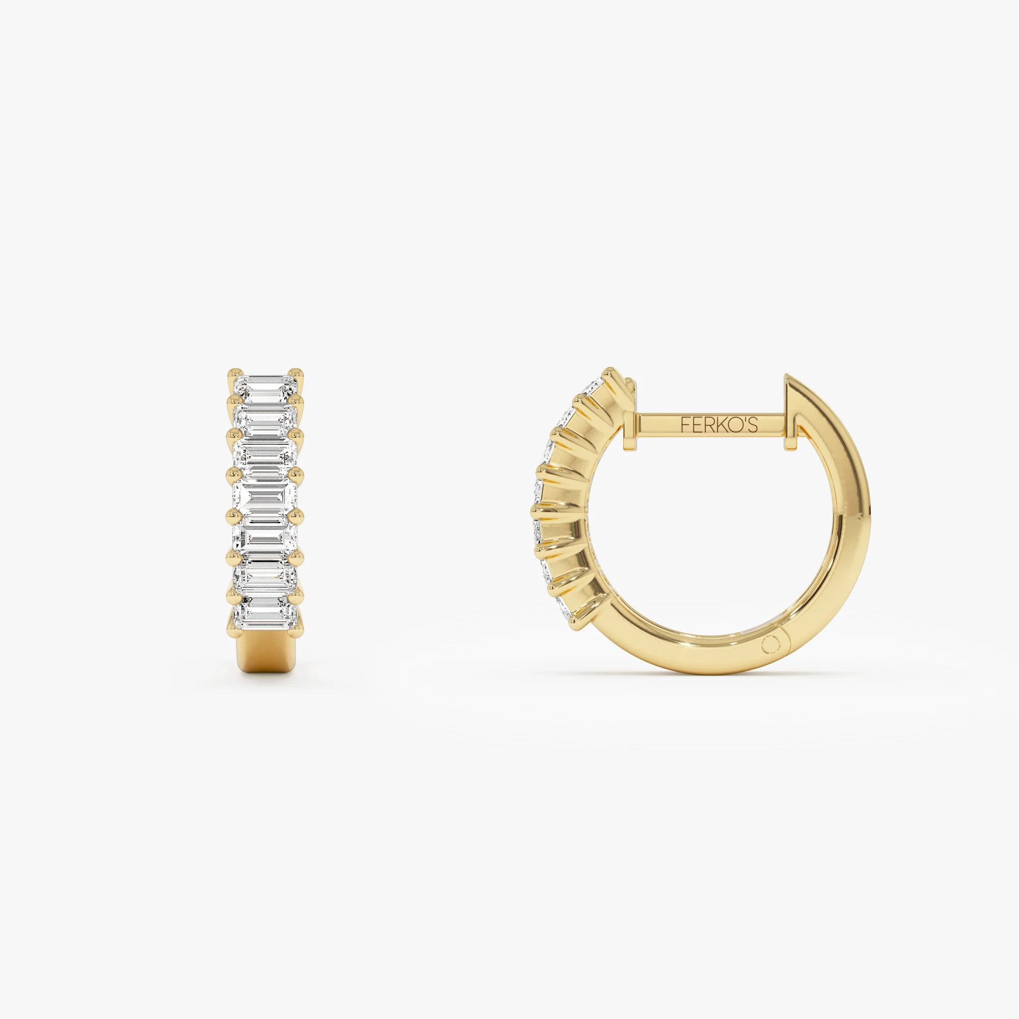 14k Distinctive Baguette Diamond Huggies - Image 6