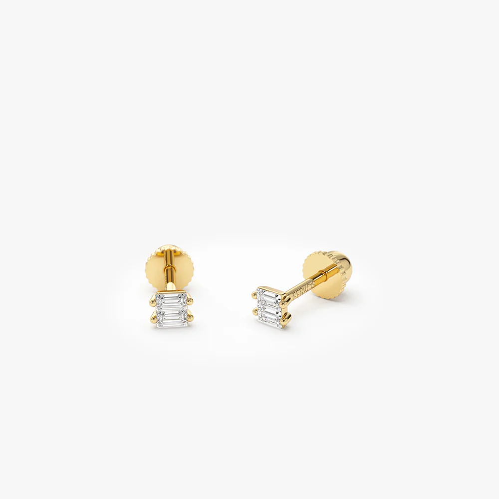 14k Double Baguette Diamond Helix Piercing - Image 6