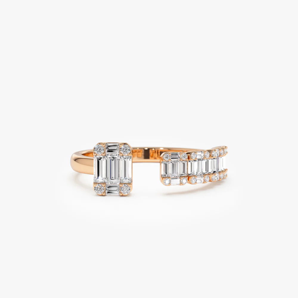 14k Floating Diamond Baguette Cut Diamond Ring - Image 6