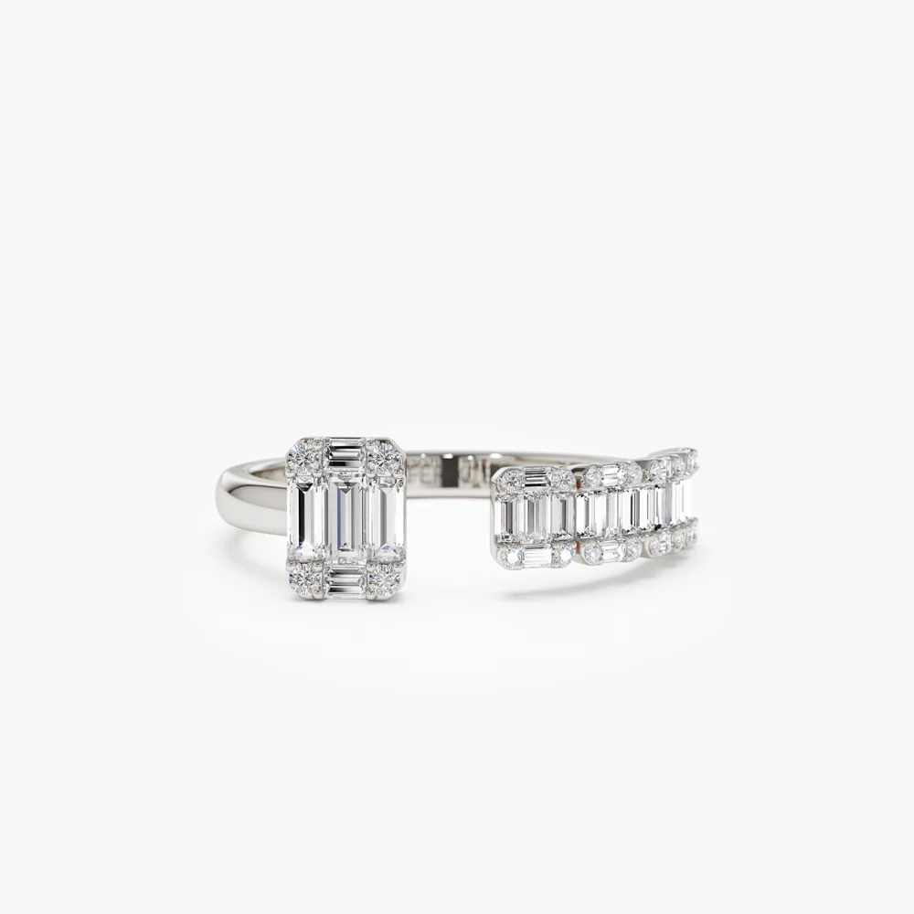 14k Floating Diamond Baguette Cut Diamond Ring - Image 7