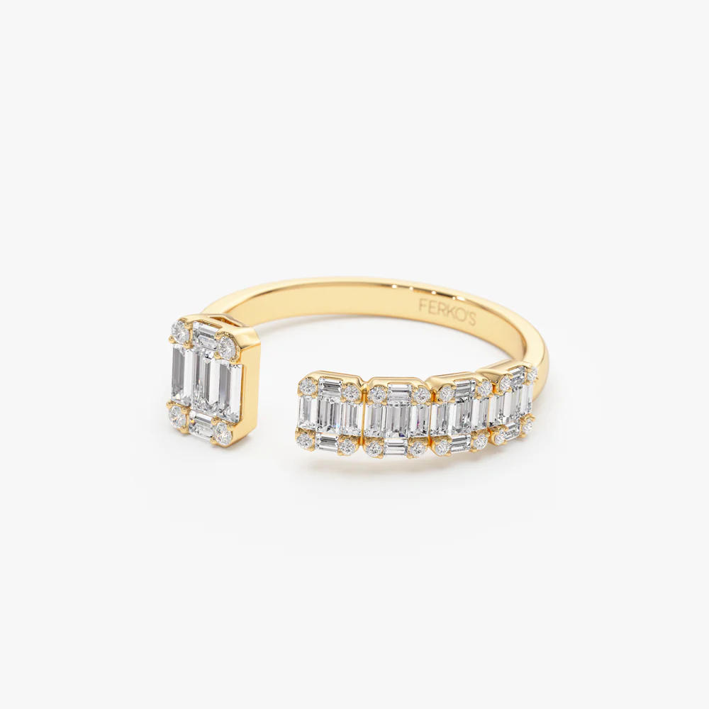 14k Floating Diamond Baguette Cut Diamond Ring - Image 9