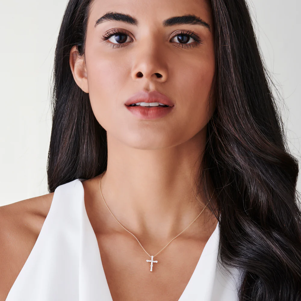 14k Gold Baguette and Round Diamond Necklace - Image 6