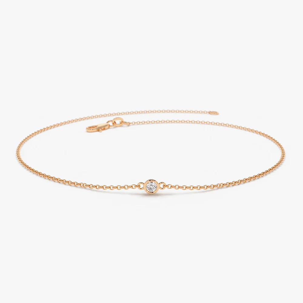 14k Gold Bezel Setting Diamond Solitaire Bracelet 0.05ctw - Image 11