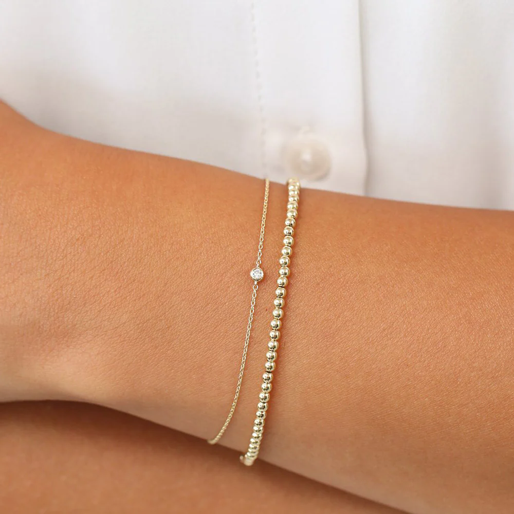 14k Gold Bezel Setting Diamond Solitaire Bracelet 0.05ctw - Image 6