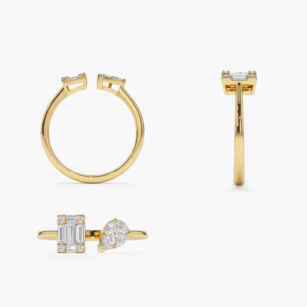 14k Gold Illusion Setting Diamond Toi et Moi Ring - Image 10