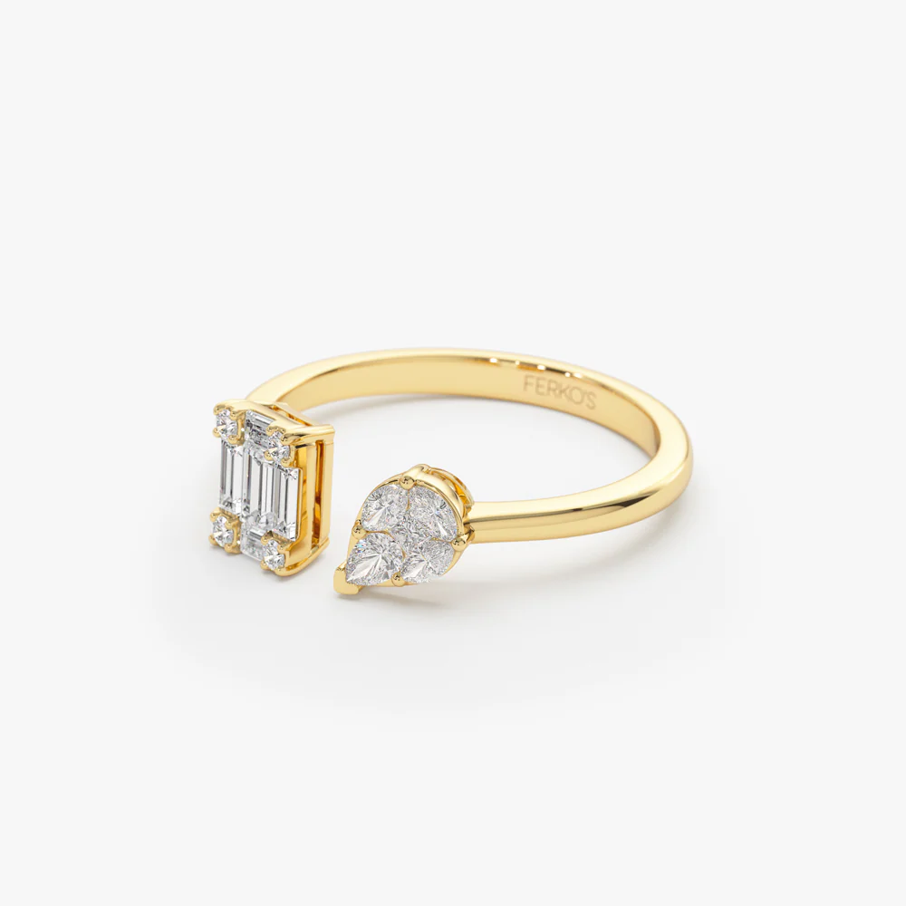 14k Gold Illusion Setting Diamond Toi et Moi Ring - Image 9