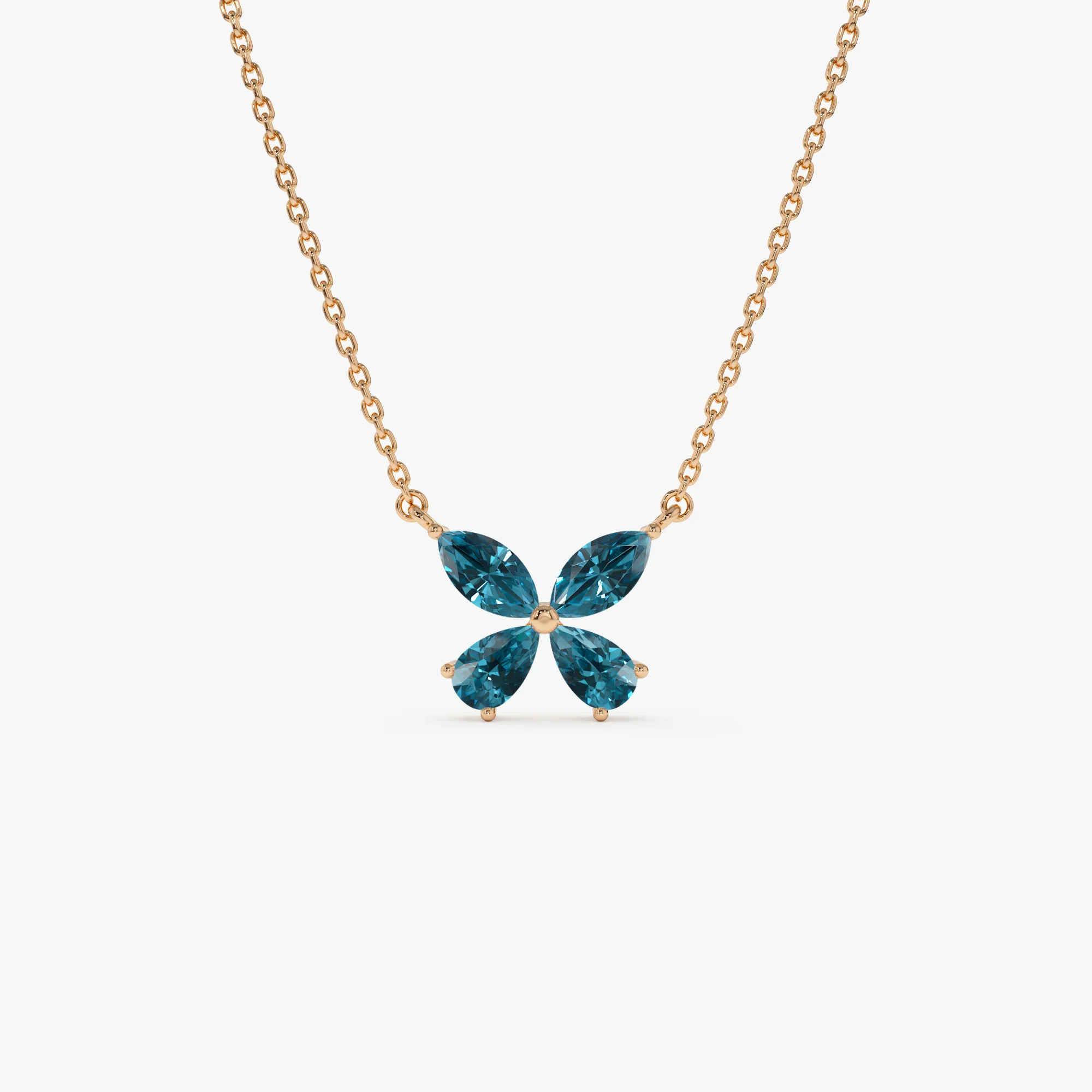 14K Gold London Blue Topaz Butterfly Necklace - Image 5