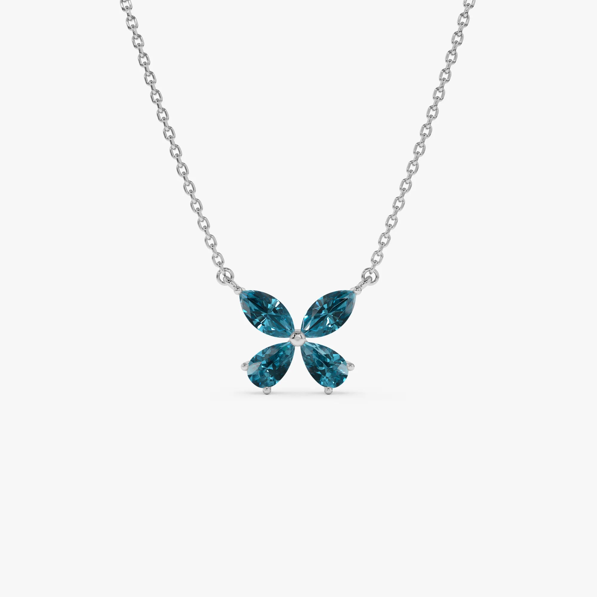 14K Gold London Blue Topaz Butterfly Necklace - Image 6