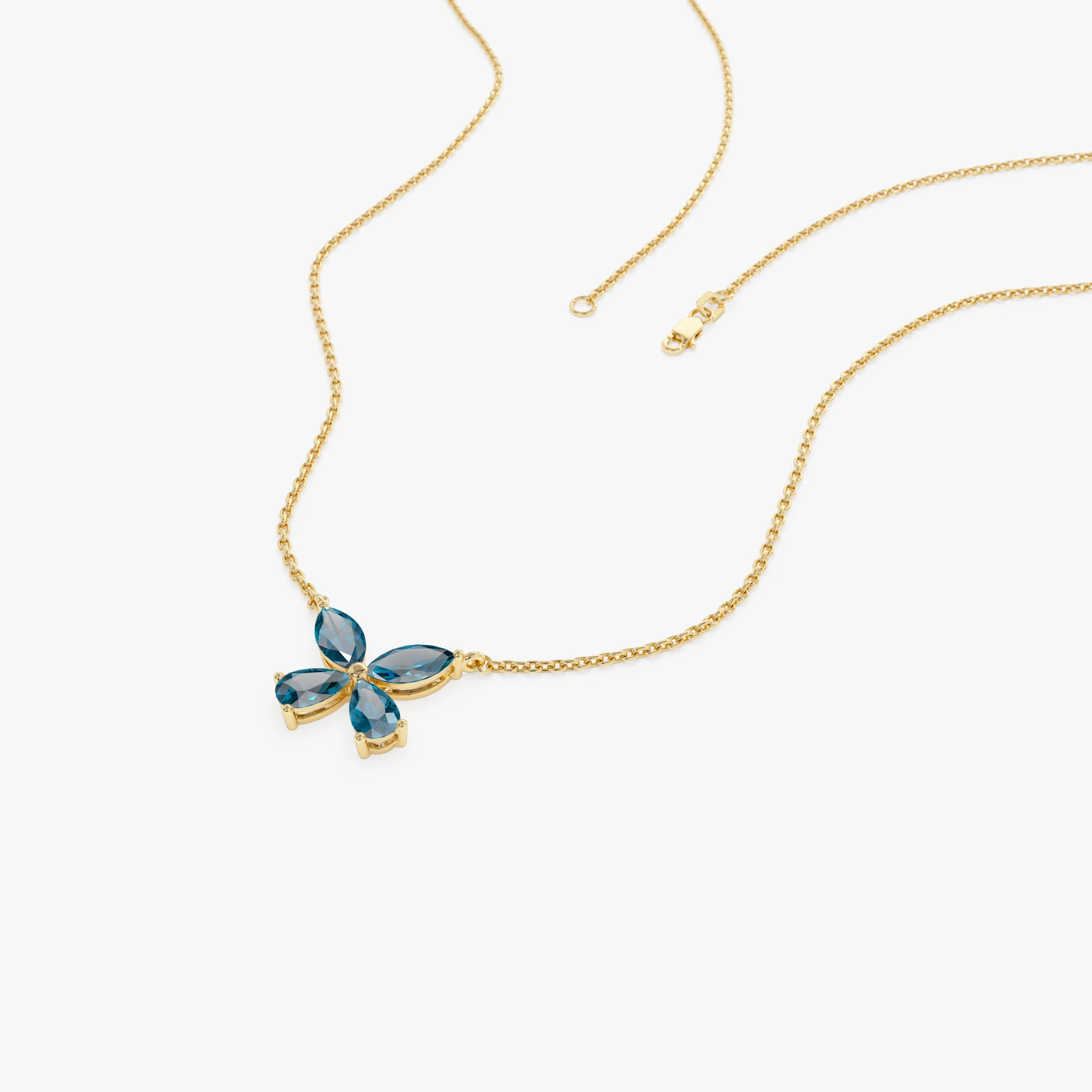 14K Gold London Blue Topaz Butterfly Necklace - Image 7