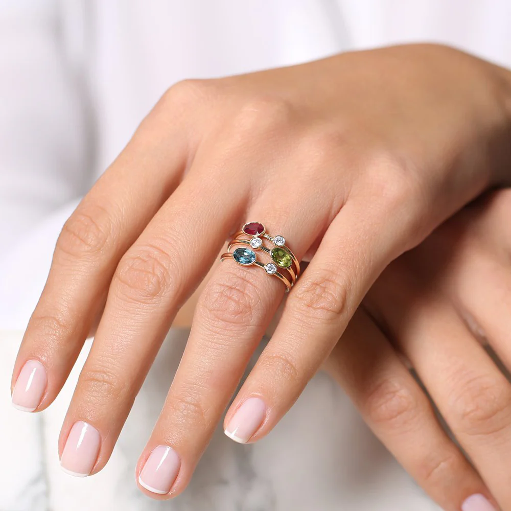 14k Gold Oval London Blue Topaz  and Diamond Ring - Image 5