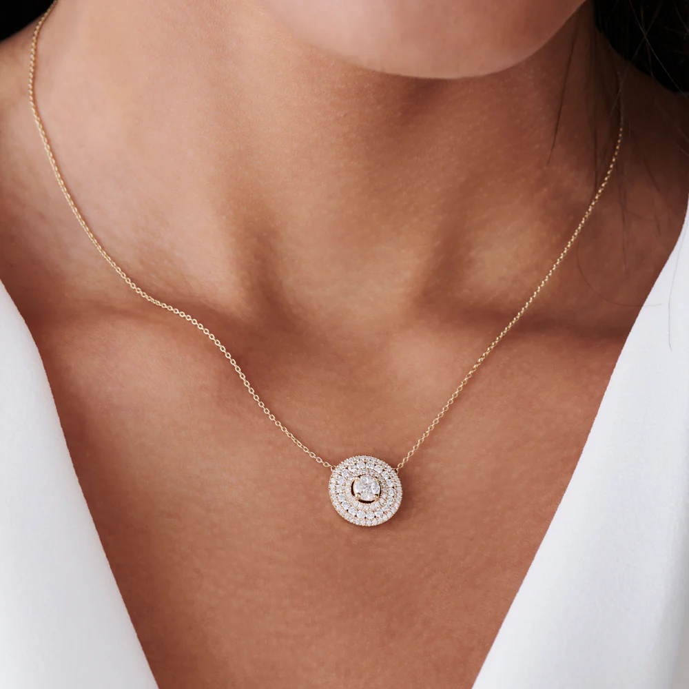 14k Illusion Setting Solitaire Diamond in Halo Setting - Image 4