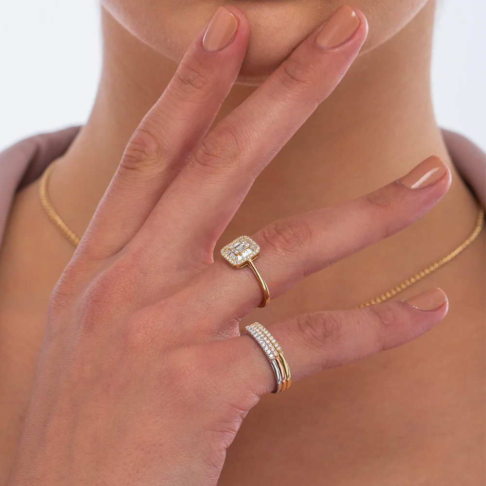 14k Pave Diamond Bar Ring - Image 4