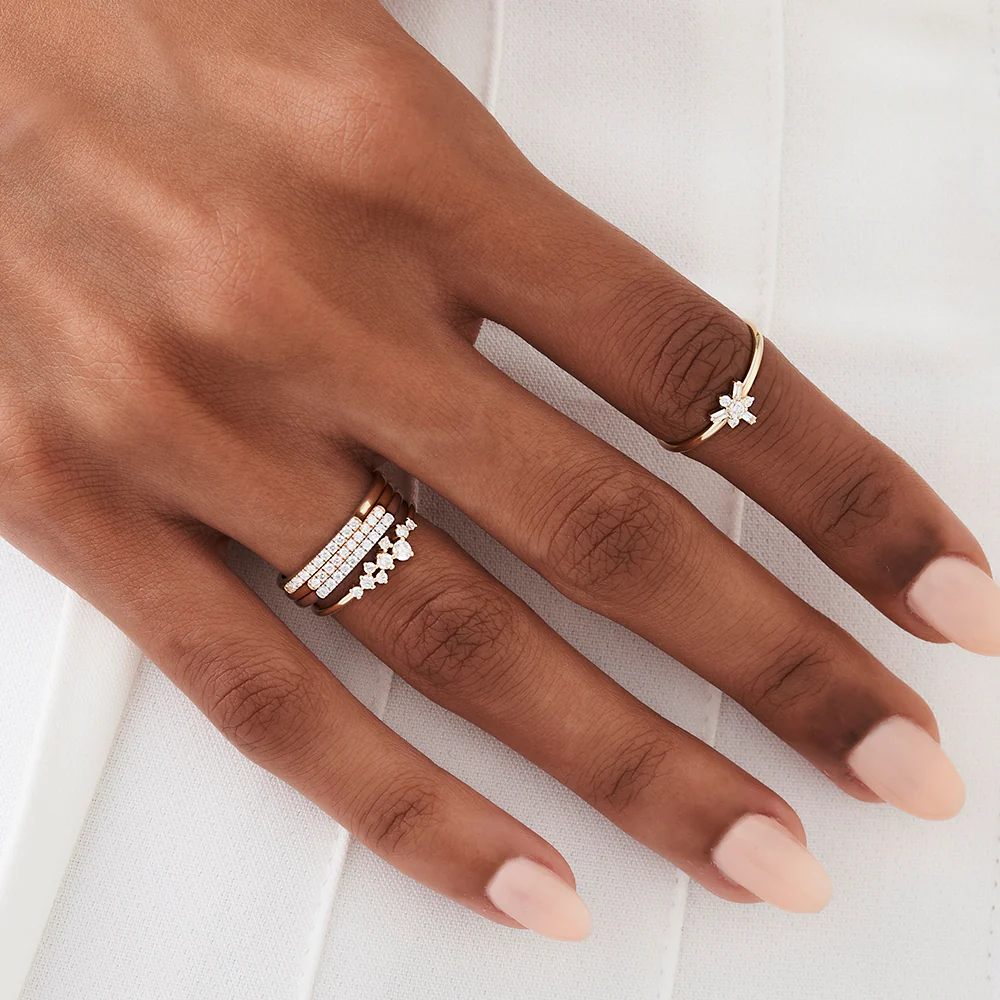 14k Pave Diamond Bar Ring - Image 5