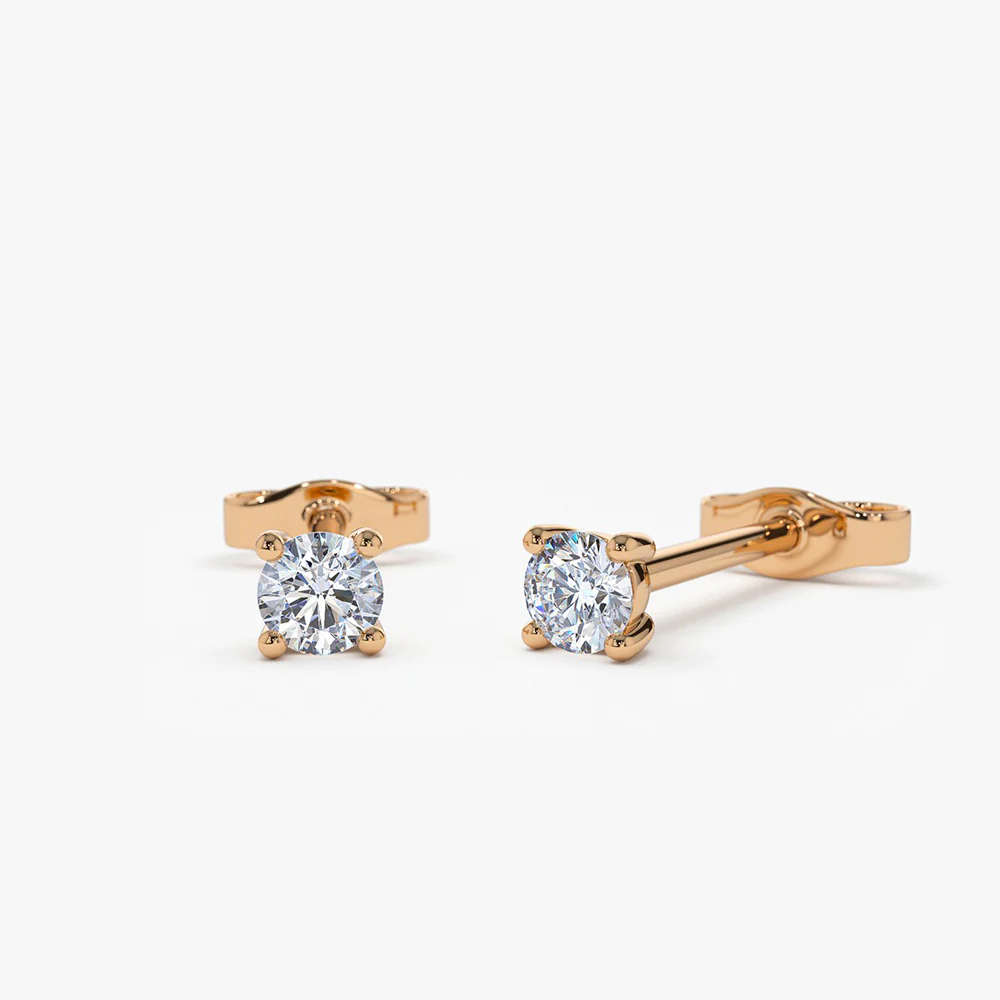 14k Prong Setting Round Diamond Studs - Image 3