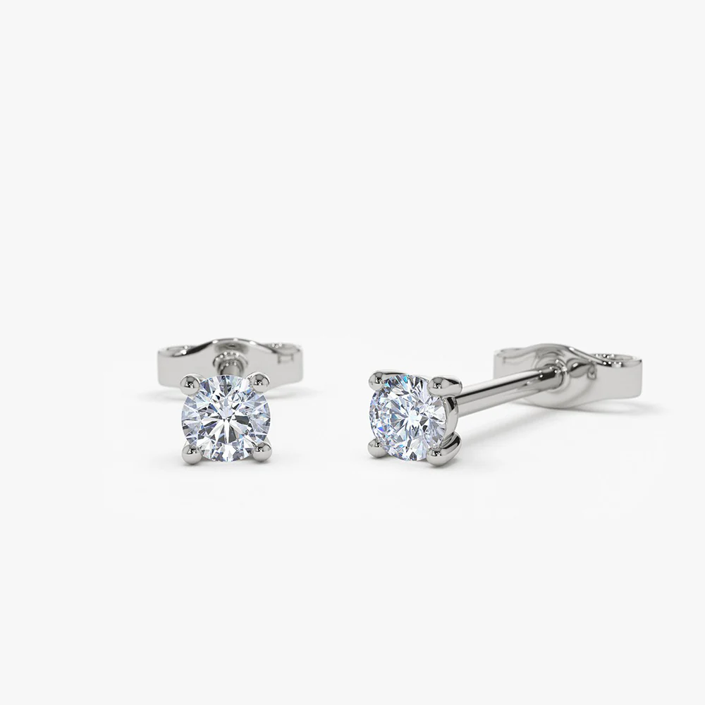 14k Prong Setting Round Diamond Studs - Image 4