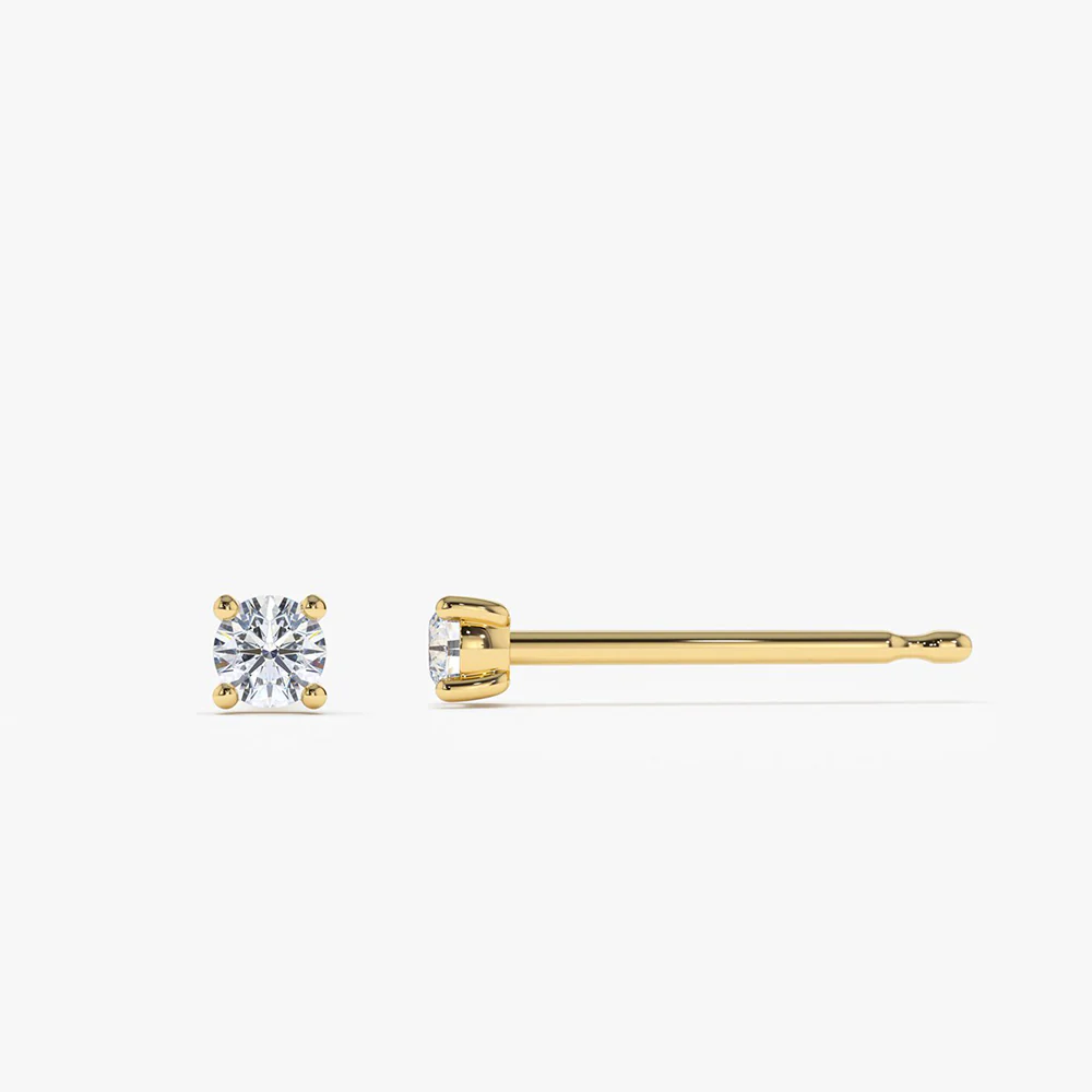 14k Prong Setting Round Diamond Studs - Image 5