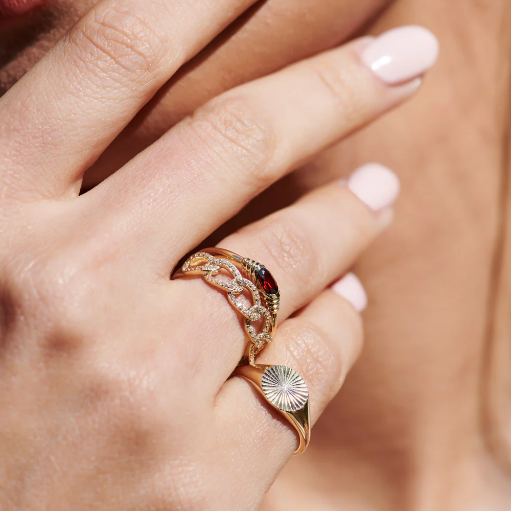 14k Gold Sun Signet Ring - Image 3