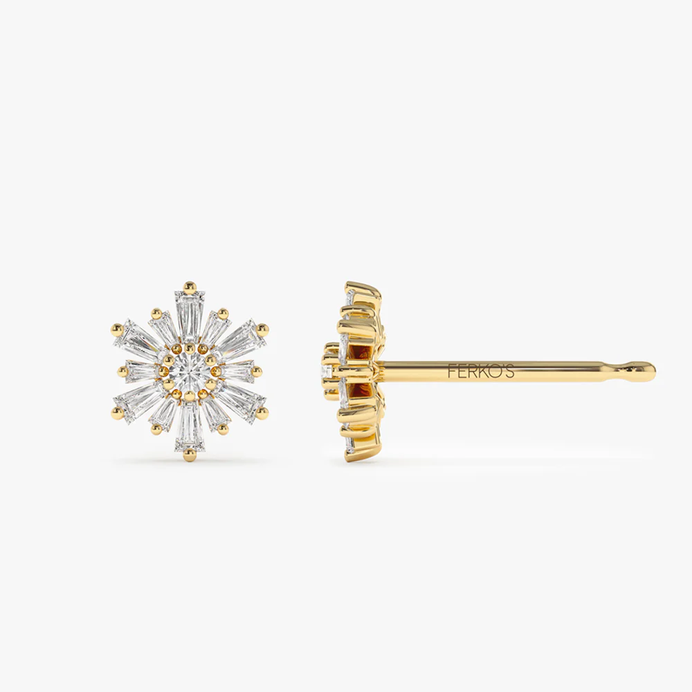 14k Tapered Baguette Unique Diamond Earrings - Image 8