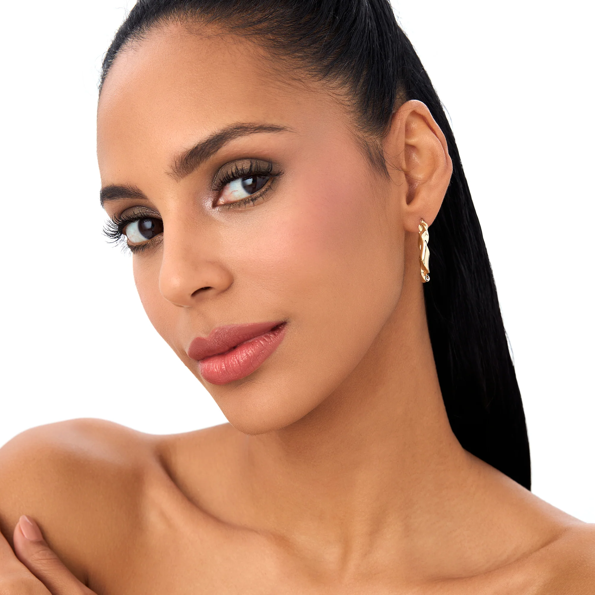 14k Twisted Textured Chunky Hoop Earrings - Image 4