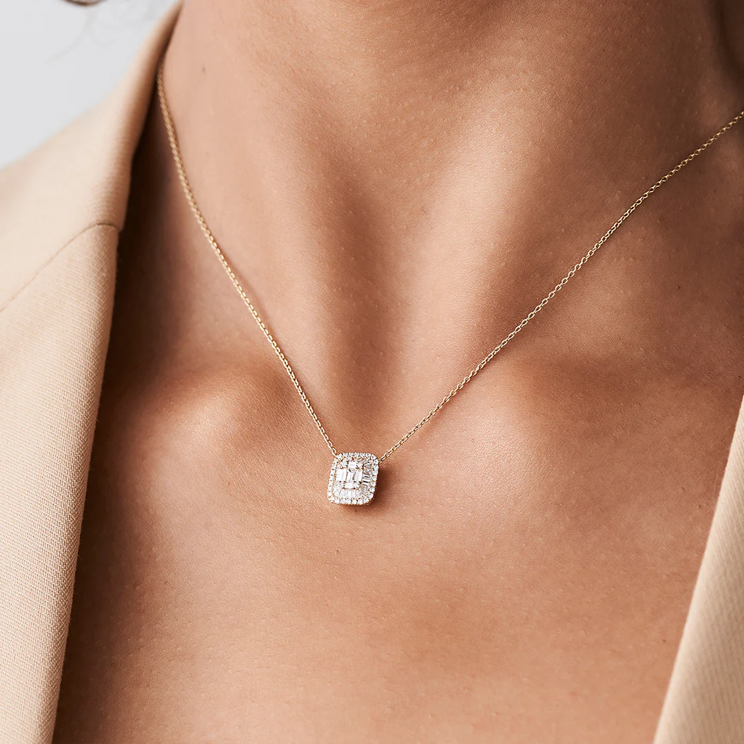 14k Unique Baguette Diamond Statement Necklace - Image 4