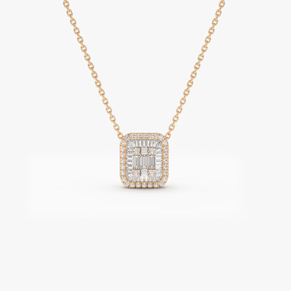 14k Unique Baguette Diamond Statement Necklace - Image 7