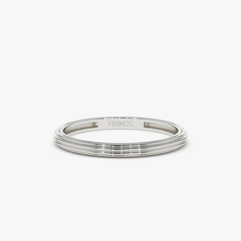 14k Unique Multi Lined 2MM Gold Ring - Image 6