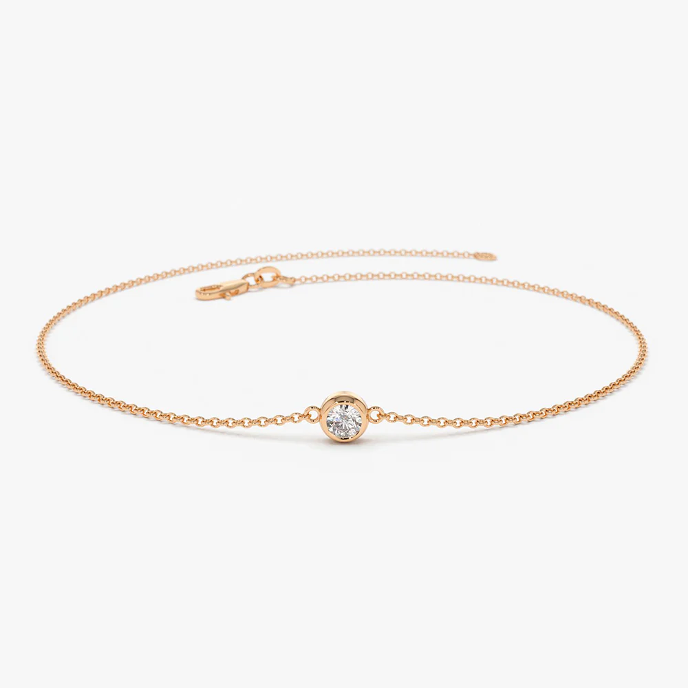 14K Dainty Diamond Solitaire Bracelet - Image 4