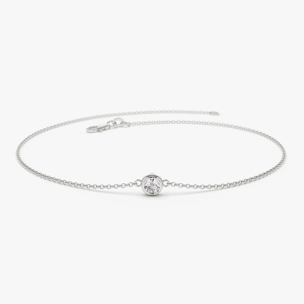 14K Dainty Diamond Solitaire Bracelet - Image 5