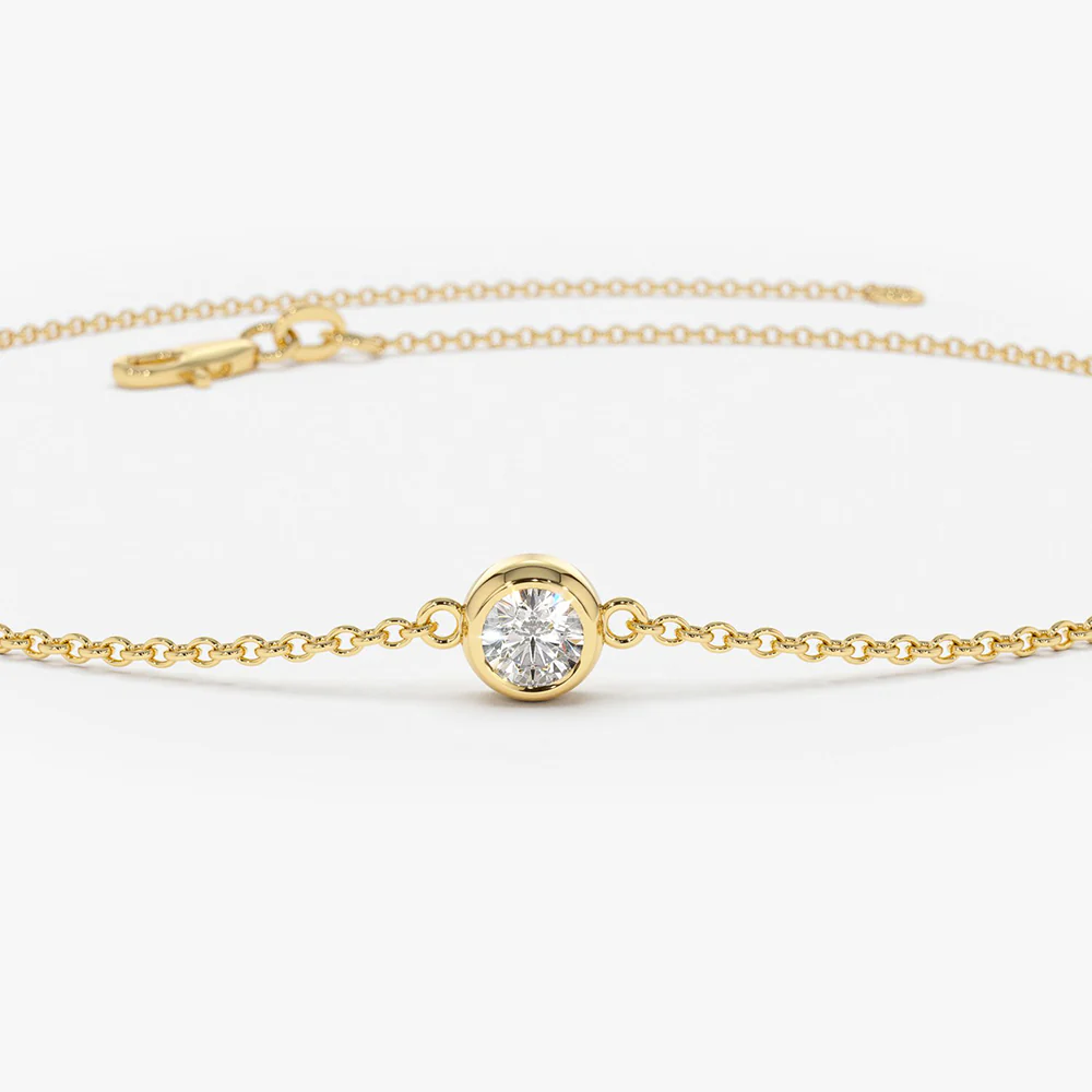 14K Dainty Diamond Solitaire Bracelet - Image 7