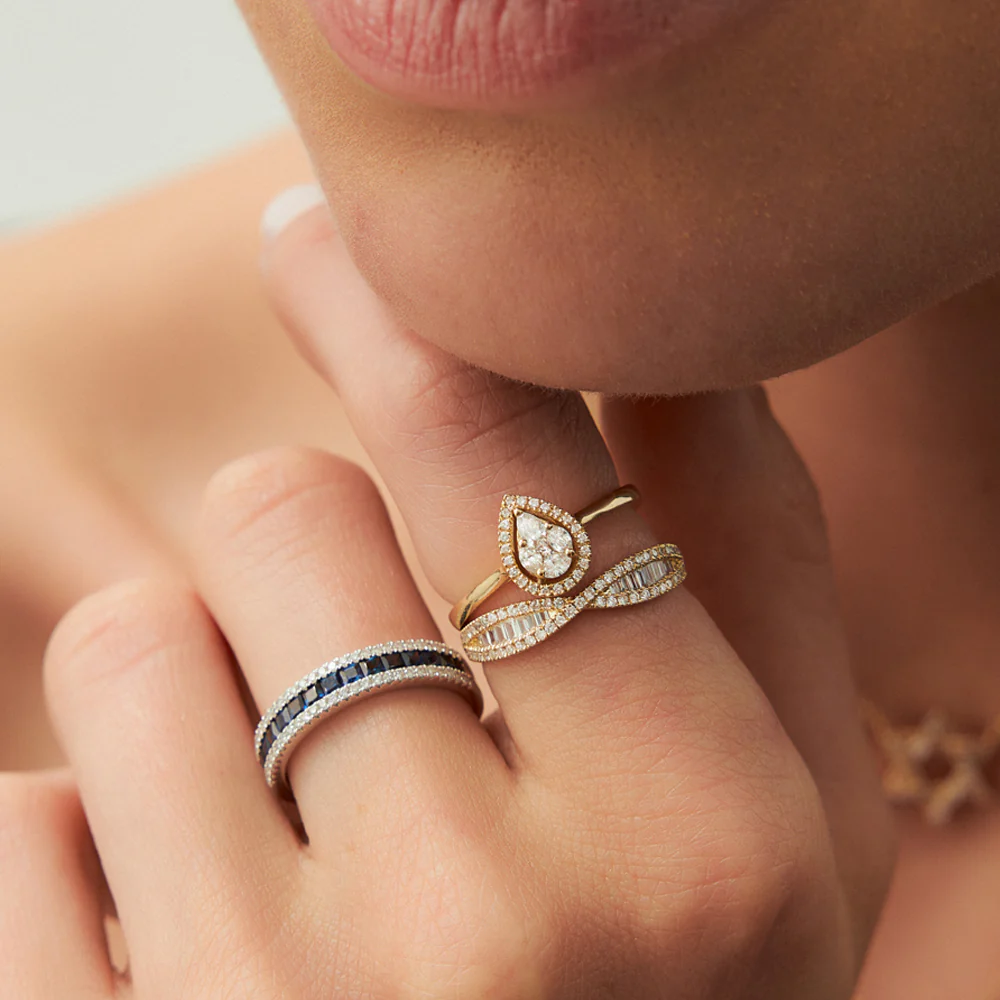 Illusion Set Pear Shape Engagement Ring in 14k - Image 5