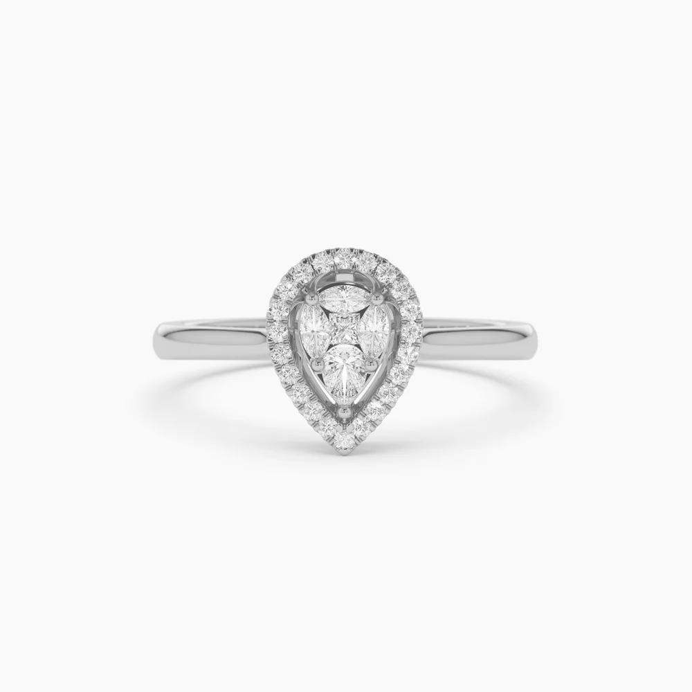 Illusion Set Pear Shape Engagement Ring in 14k - Image 7